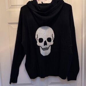 Soft and cozy cashmere hoodie with ☠️!